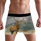 PUXUQU Herren Boxershorts Jahrgang Hirsch Unterhosen Männer Herrenunterwäsche Unterwäsche