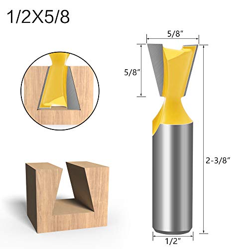 Dboyun 5 Bits Dovetail Router Bit Setstraight 1/2-Inch Shank #TOP4
