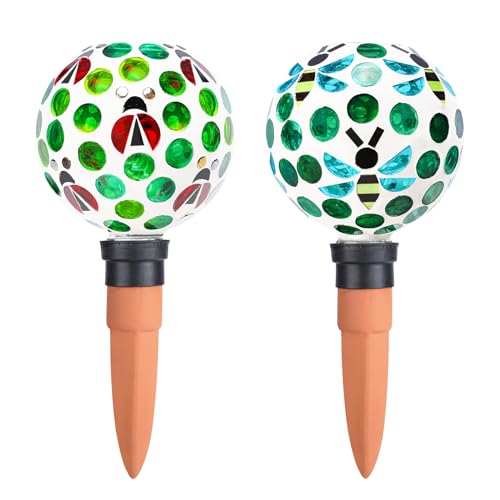 Chonsun Watering Globe for Plants Mosaic Self Watering Spikes 2 Pack Large Self Watering Planter Insert Automatic Watering Device Outdoor Garden