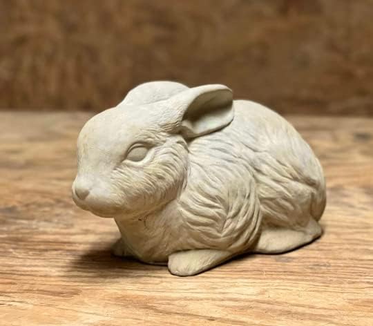 Concrete Rabbit Figure Realistic Sitting Bunny Figure Outdoor Garden Sculpture