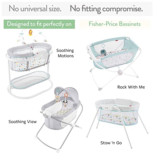 Image of Joey + Joan Bassinet Fitted Sheets for Fisher Price Bassinet Soothing Motions, Stow and Go, Rock with Me and Soothing View Bassinet - Buttery Soft 100% Cotton - Light + Dark Sage Green - 2 Pack