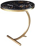 Table d'appoint Petite Table Table Basse Ronde en Fer forgé Salon Simple canapé Table Ronde en marbre Durable (Color : 55 * 61cm)