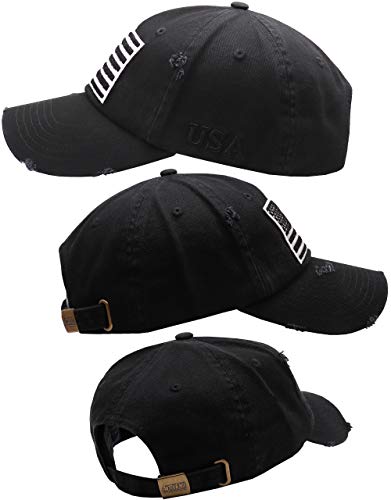 Image of Antourage American Flag Unisex Baseball Hat for Men and Women | USA Flag Mesh Snapback Flat Visor Cap + 2 Patriotic Patches