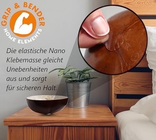 GRIP&BENDER Doppelseitige Klebepunkte (200 Stück) Nano-Dot Klebesticker Transparent und Extra Stark, Wiederverwendbare Klebepads (Rund, 20mm)