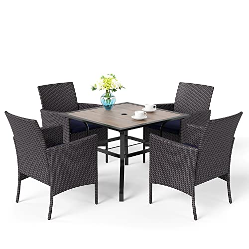 MFSTUDIO Rattan Gartenmöbel Set, Terassenmöbel Wetterfest, Sitzgruppe Metall Gartentisch mit Stühlen, Polyrattan Garten Möbel, 4cm Schirmloch