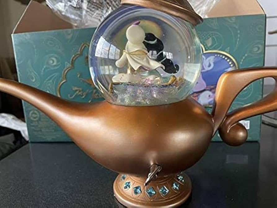 【アラジン】ディズニー スノーグローブ オルゴール レア 激レア！ディズニー アラジン＆ジーニー砂時計 スノーグローブ