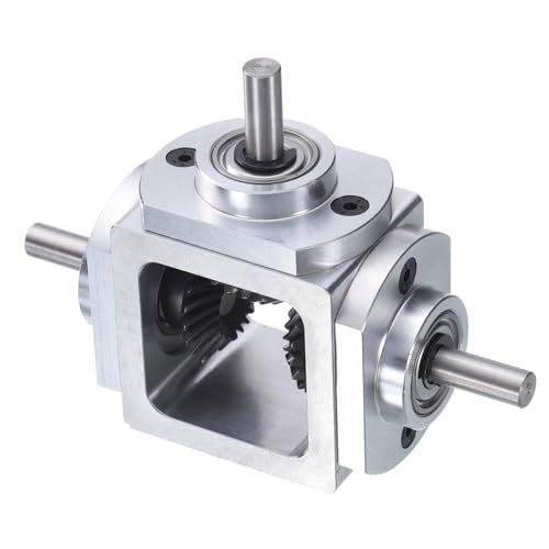 QUARKZMAN Getriebe 90 Grad Rechtwinklig Kegelradgetriebe 1:1 Umkehrender Doppel Ausgangswellen 1 Modul 20 Zähne Kegelrad Aluminiumrahmen Einfaches Mechanisches DIY Modul Mit 6mm Welle
