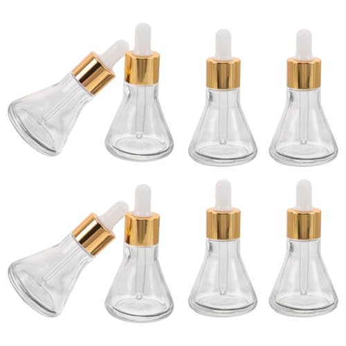 NUOBESTY Lot de 10 Flacons Compte-Gouttes 30Ml en Verre Transparent Base Épaisse Conique, Pipette Bulbe, pour Huiles Essentielles et Cosmétiques, pour Aromathérapie et Usage Quotidien