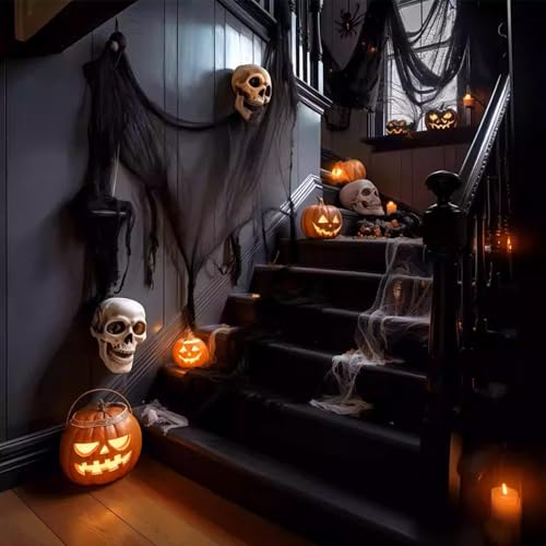 BFYGDP Halloween Chiffon Effrayant 200 x 800 cm Chiffons Effrayants pour Décoration Halloween-Noir Tissu-Effrayant d'halloween Toile d'araignée Coton Gaze Effrayantes pour Déco Extérieur – vue 7