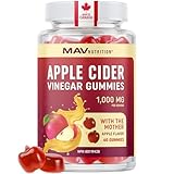 Apple Cider Vinegar Gummy 1000MG | Vegan Healthy Weight Digestion & Keto Diet Support ACV Gummies | With The Mother & Folate | Vinaigre de Cidre de Pomme Bruleur de Graisse | Made in Canada, 60 Ct