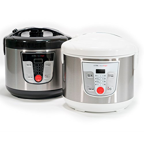 Novohogar Robot de Cocina Multifunción, Programable 24H.Capacidad de 5L. 8 Menús y Programas.Cocina a Fuego Lento.Procesador de Alimentos con Pantalla Digital y Recetario (Negro)