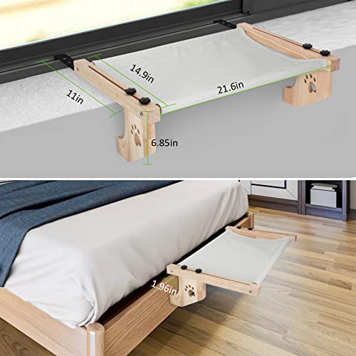 Cat Window Perch Solid Wood Cat Window Hammock Adjustable Cat Hammock For Window Removable Cat Window Bed For Indoor Cats Use Hold Up To 40Lbs #TOP2