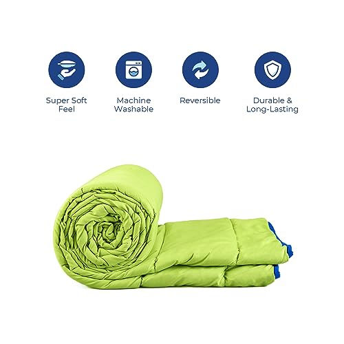 Image of Zinnia Ultra Soft Microfibre Reversible Comforter - Double 230 x 255 CM, Bright Green and Deep Blue,(Solid - Vibrant)