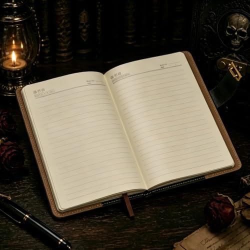 Gothic Skull Lock Diary, This Is My Happy Place Password Journal Notebook with 3-Digit Lock, Gothic Skull Notebook, Refillable A5 Leather Skulls Journals for Personal Diaries (1Pc) - Image 5
