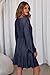 Dokotoo Womens Fall Dresses 2025 Elegant Lace Hollow Out Embroidered V Neck Long Sleeve Dress for Women Casual Bohemian Swing Flared A-Line Sun Dress Beach Party Holiday Boho Sundress Navy Small