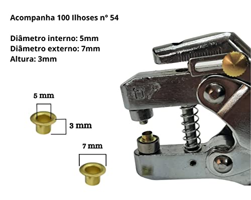 Alicate para Vazar e Pregar Ilhós 2 Em 1+100 ilhoses Fantasia Artesanato Roupas