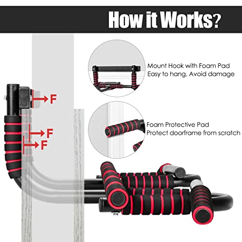 Pull Up Bar For Doorway With Foam Grips, Pullup Bar For Home, Multifunctional Chin Up Bar, Portable Fitness Door Bar, Body Workout Gym System Trainer #TOP3