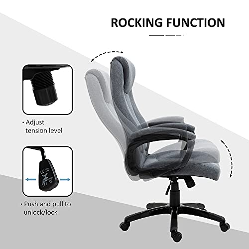 Vinsetto Fabric Home Office Chair, Computer Desk Chair With Tilt Function, Executive Chair With 360° Swivel, Adjustable Height, Padded Armrests And Headrest, Gray #TOP4