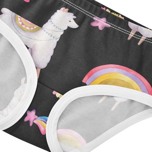 Wusikd Watercolor Llama Girls' Underwear Cotton Flowers Alpaca Girls Briefs Soft Toddler Underwear 6T4