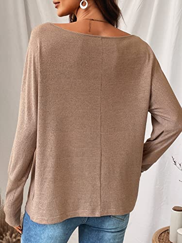 CUPSHE Women Long Sleeve Off The Shoulder Knitted Tops Casual Loose Fit Solid Blouses3