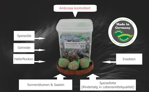 Anhaltiner Meisenknödel 30 Stück mit Netz mit Insekten Anhaltiner Vogelfutter