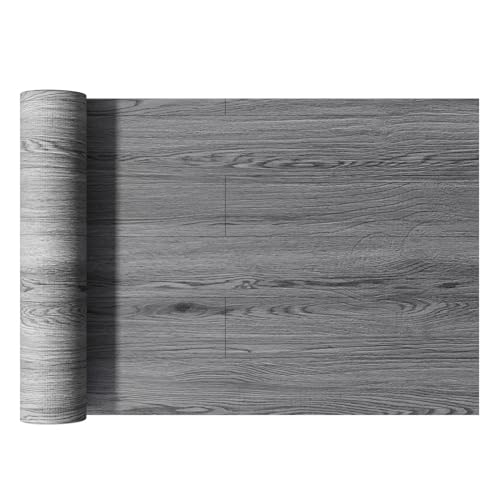 Homease PVC Bodenbelag Selbstklebend Verdickt (0.15cm) Holzmaserung Bodenaufkleber mit Textur, Verschleißfest, Wasserdicht, Holz Platte Vinylboden für Küche Wohnzimmer Balkon 0.6 x 5M/3㎡ Dunkelgrau