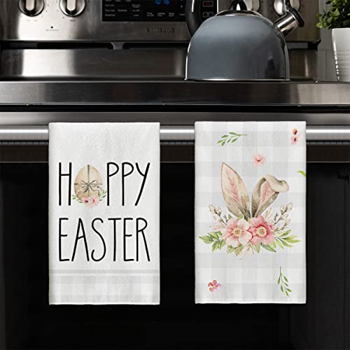 Artoid Mode Happy Easter Bunny Truck Kitchen Dish Towels, 18 X 26 Inch Seasonal Spring Easter Rabbit Ultra Absorbent Drying Cloth Tea Towels For Cooking Baking Set Of 2 #TOP4