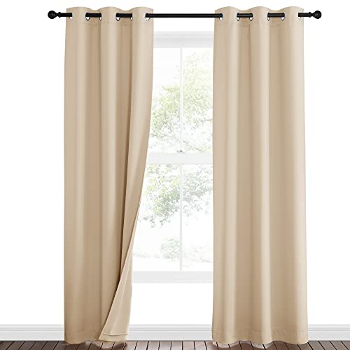 NICETOWN Living Room Noise Reducing Curtains, Privacy Protection & Completely Shaded Ring Top Drapes, Sound Preventing Insulated Window Treatment Curt
