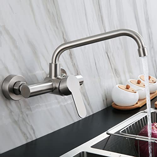 Mitigeur d'évier en acier inoxydable brossé de qualité supérieure pour installation murale