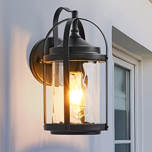 Pherolion Outdoor Light Fixture, Outdoor Lights For House With E26 Base Socket, Outdoor Wall Lights Anti-Rust Waterproof Porch Lights, Outdoor Wall Lantern With Water Ripple Glass Shade For Garage #TOP1