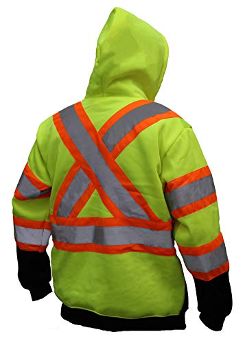 NY Hi-Viz HX70 Men's ANSI Class 3 Hi-Viz Full Zip Hooded with X pattern - Thumbnail 2