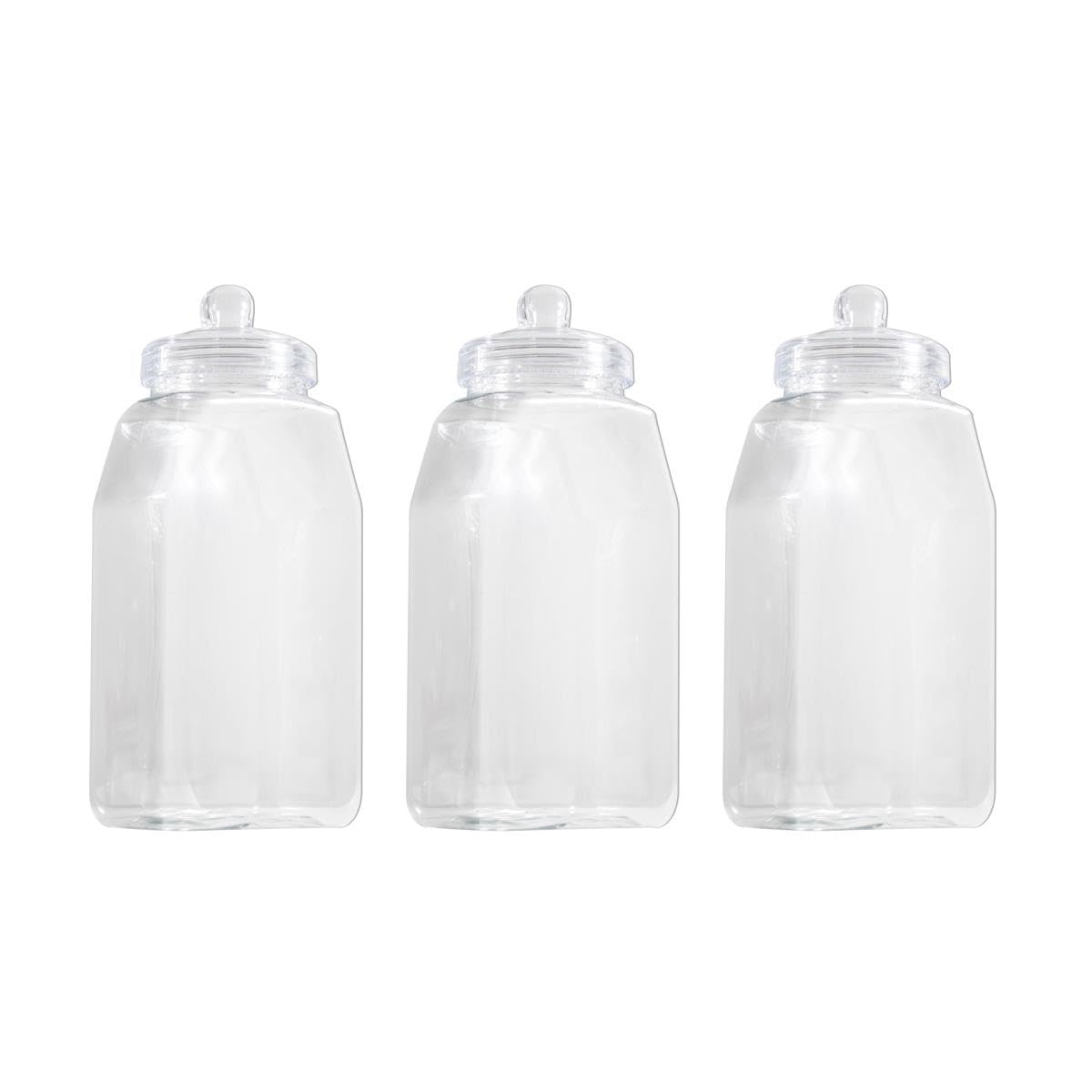 Yöl Clear Pack Of 3 1150Ml Plastic Rectangular Sweet Jar With Screw Top Lid Candy Storage Container Reusable Treat Jar For Sweets Biscuits Chocolate Pantry Kitchen Party Display