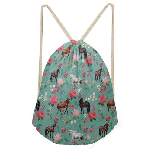 doginthehole Animal Horse Printed Durable Drawstring Bags Teenager Backpacks2