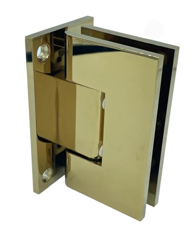 SHS Heavy Duty Wall-to-Glass Frameless Shower Door Full Back Plate Hinge for 3/8''-1/2'' Glass with Replacement Parts for Glass Shower Doors, Solid Brass (Gold)
