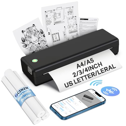 CZNZN Inkless Portable Printer for Travel Home - Wireless Thermal Printers Bluetooth Compatible with...