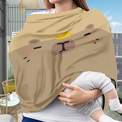 Image of Breathable Car Seat Cover for Babies - Capybara Nursing Cover for Breastfeeding, High Stretchy Stroller Cover, Nursing Cover Up for Breastfeeding