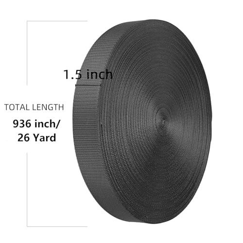 Image of Nylon Webbing 1.5 Inch, Heavy Duty Nylon Webbing Strap 12 Yard,Durable Strapping for Indoor or Outdoor Gear, DIY Crafting, Repairing (Black, 1.5 inch-26 Yard)
