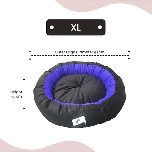 Image of XL Size Dog Bed for Large Size Dogs, Puppies, Kitten and cat Bed Velvet Fabric Dual Color Blue-Black Anti Skid Bottom Washable Export Quality Pet Bed
