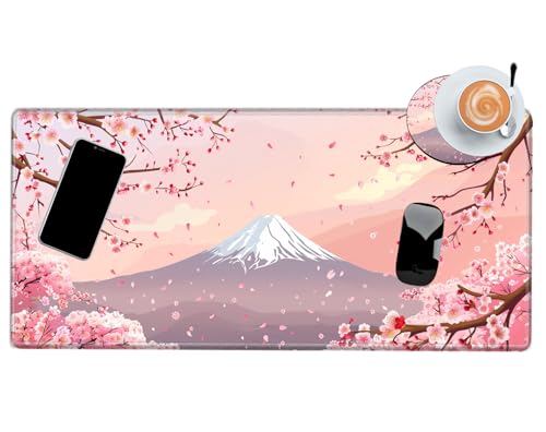 Image of Gaming Mouse Pad Cherry Blossom Desk Mat Sakura Mousepad XL Desk Pad 24x12 Computer Mat Large Mouse Pads for Wireless Mouse Office Laptop Accessories Gift