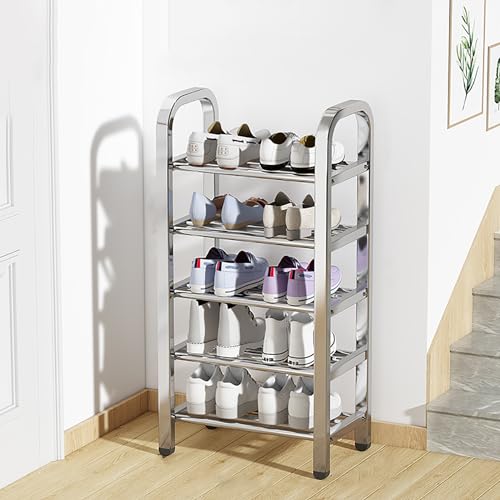 Étagère à chaussures en acier inoxydable durable pour hall
