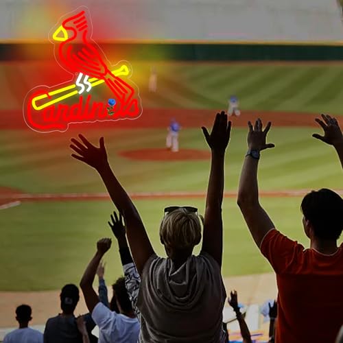Image of Baseball Neon Sign for Wall Decor Dimmable Baseball Team Led Neon Sign for Man Cave Bedroom Sport Club Garage Party Bedroom Dorm Birthday Gift for Fans Size 13 * 13.4 In(ZYLD134)