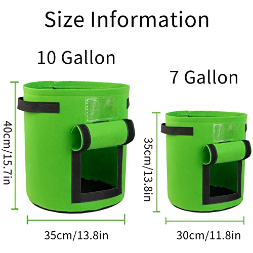 Syruix Potato Grow Bag With Flap, 4 Pack 10 Gallon Garden Vegetables Planter Bags With Handles Harvest Window And Plant Label Pocket, Nonwoven Fabric Planting Pots For Potatoes, Tomato And Vegetables #TOP3