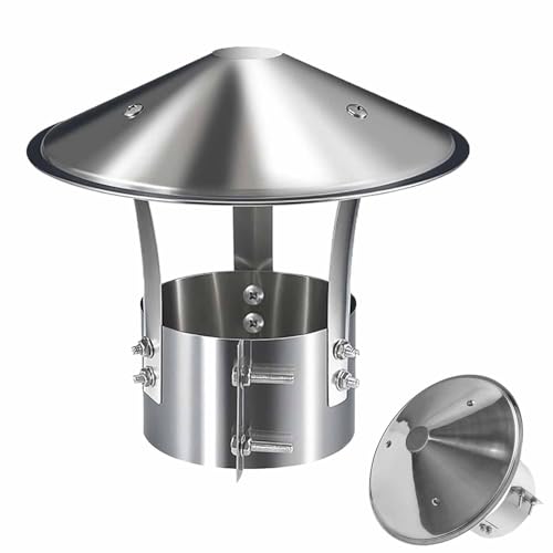 Chapeau de Cheminée 75 90 100 110 125 130 mm en Acier Inoxydable 210, Réglable Couvercle de Pluie de Toit, Conique Hotte de Pluie de Neige pour Conduit de Fumée(125 mm)