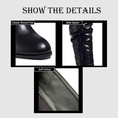 YING LAN Over The Knee High Boots For Women Pull On Side Zipper Chunky Block Heel Thigh High Boots3