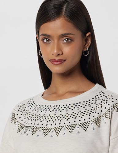 Image of Max Polyester Women Embellished Drop Shoulder Round Neck Sweatshirt