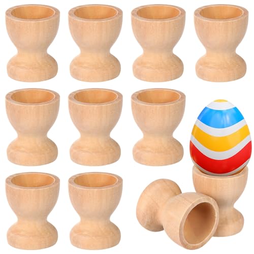 Veemoon 15 Pièces Porte-œufs Surface Lisse pour Garçon et Filles en Bois de Verre à Vin pour Bricolage et Décoration D'œufs de Pâques DIY
