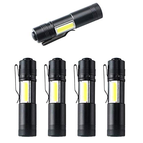 Enjoydeal 5 Pack Mini Cree Flashlight Torch Cob 500 Lumen CREE LED 4 Lighting Modes Flashlight Torch for Sport&Outdoor,Fishing,Camping,Hiking