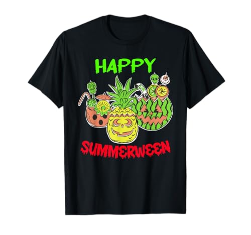 Happy Summerween Verano Sandía Halloween Piscina Divertido Fresco Camiseta