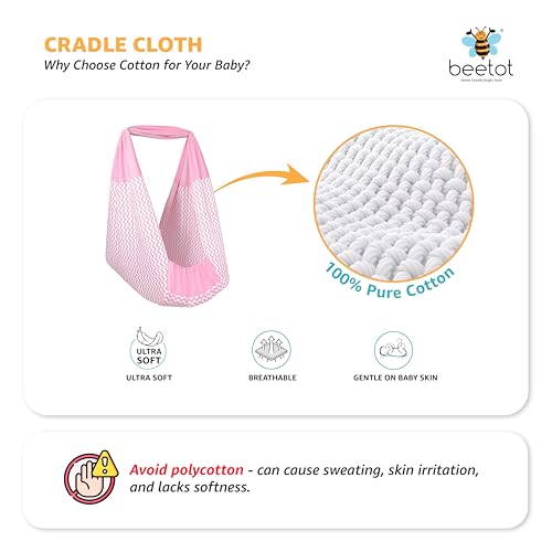Image of Premium Swing Cradle Set | Cradle Cloth, Padded Bed, Mosquito Net, Heavy-Duty Spring & Triangle Hanger | Up to 15 kg | Pink