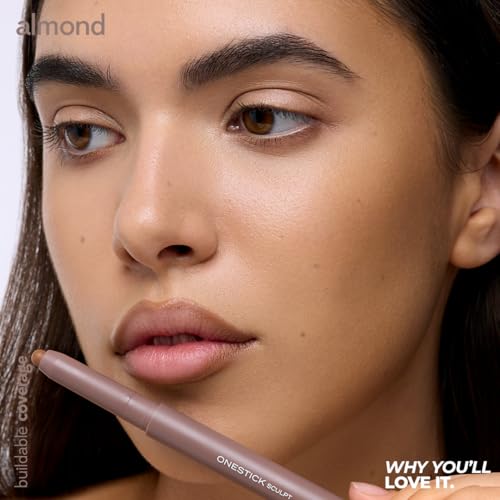 Image of Ruby's Organics OneStick Lipstick for Women - Sculpt, Lip and Cheek Contour Crayon, Matte Finish, Lip Makeup - Enriched with Antioxidants and Vitamins, Chemical Free - Almond